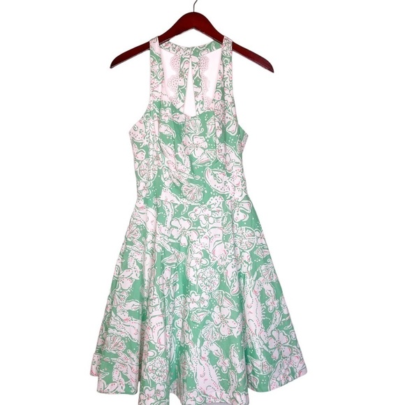 LILLY PULITZER Zo Beach Bash Racerback Dress Size Small in Glenda Green Print - Picture 1 of 12